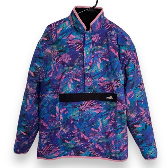 Chubbies Reversible Retro Print Pullover Anorak Jacket with Fleece Lining - Picture 1 of 6